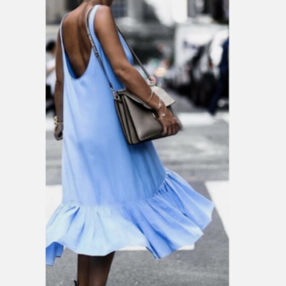 ZARA Oversized Ruffle Hem Midi Dress - Size M - Picture 10 of 11